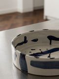 Sophia - Round Deep Serving Dish - Stoneware - Beige Blue