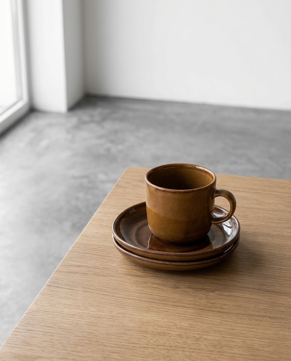 Out Of Lines - Lot De 2 Soucoupes Pour Mug - Grès - Ocre