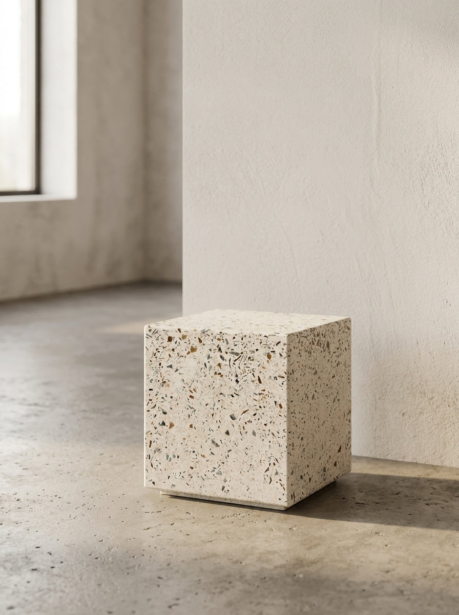 Pawn - Sidobord - S - Terrazzo - Vit