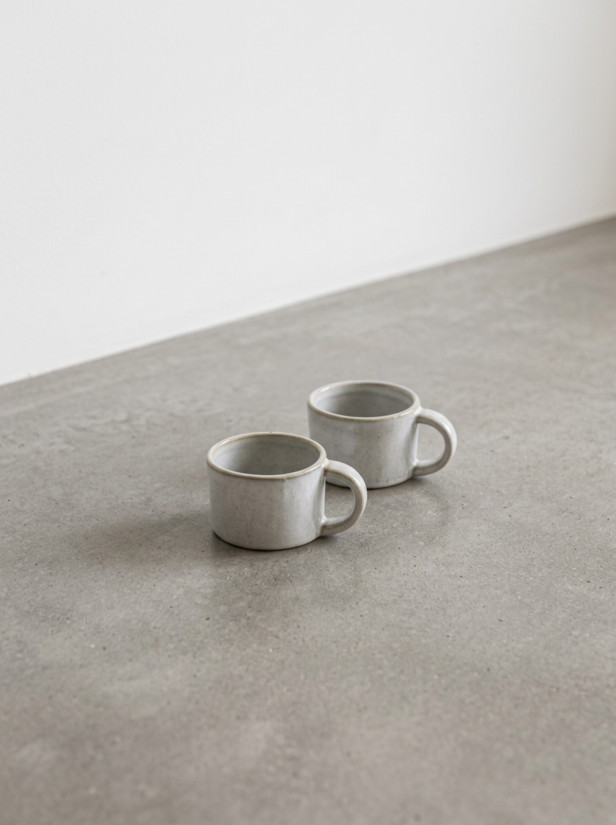 La Mère - Lot De 2 Tasses À Ristretto - Grès - Blanc Cassé