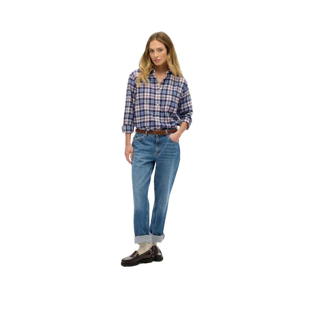 Superdry Boyfriend Flannel - Chemise Femme Bleu/Rouge