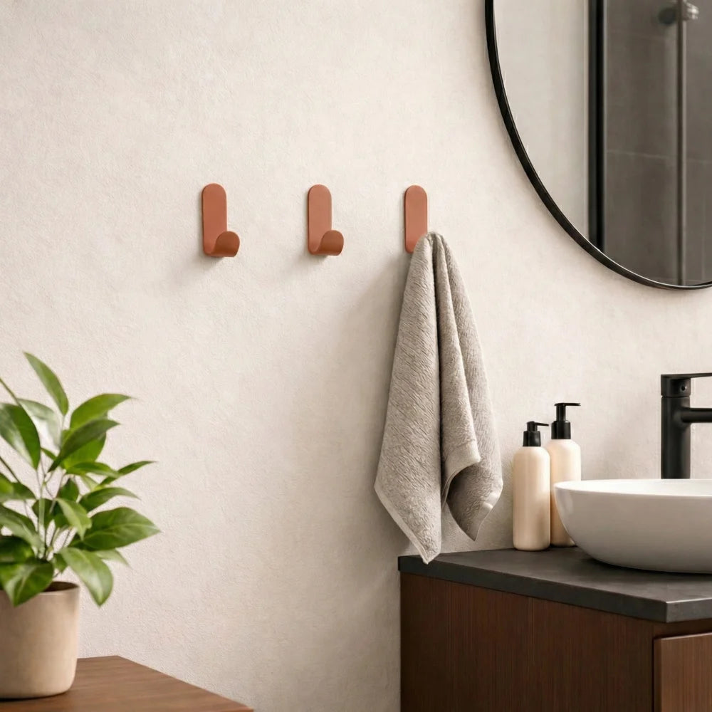 Les Malins - Pack of 3 Wall Hooks - Steel - Matt Terracotta