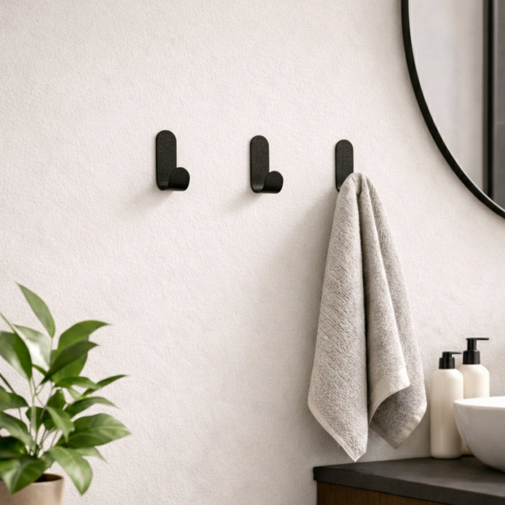 Les Malins - Set of 3 Wall Hooks - Steel - Matt Black Fine Texture