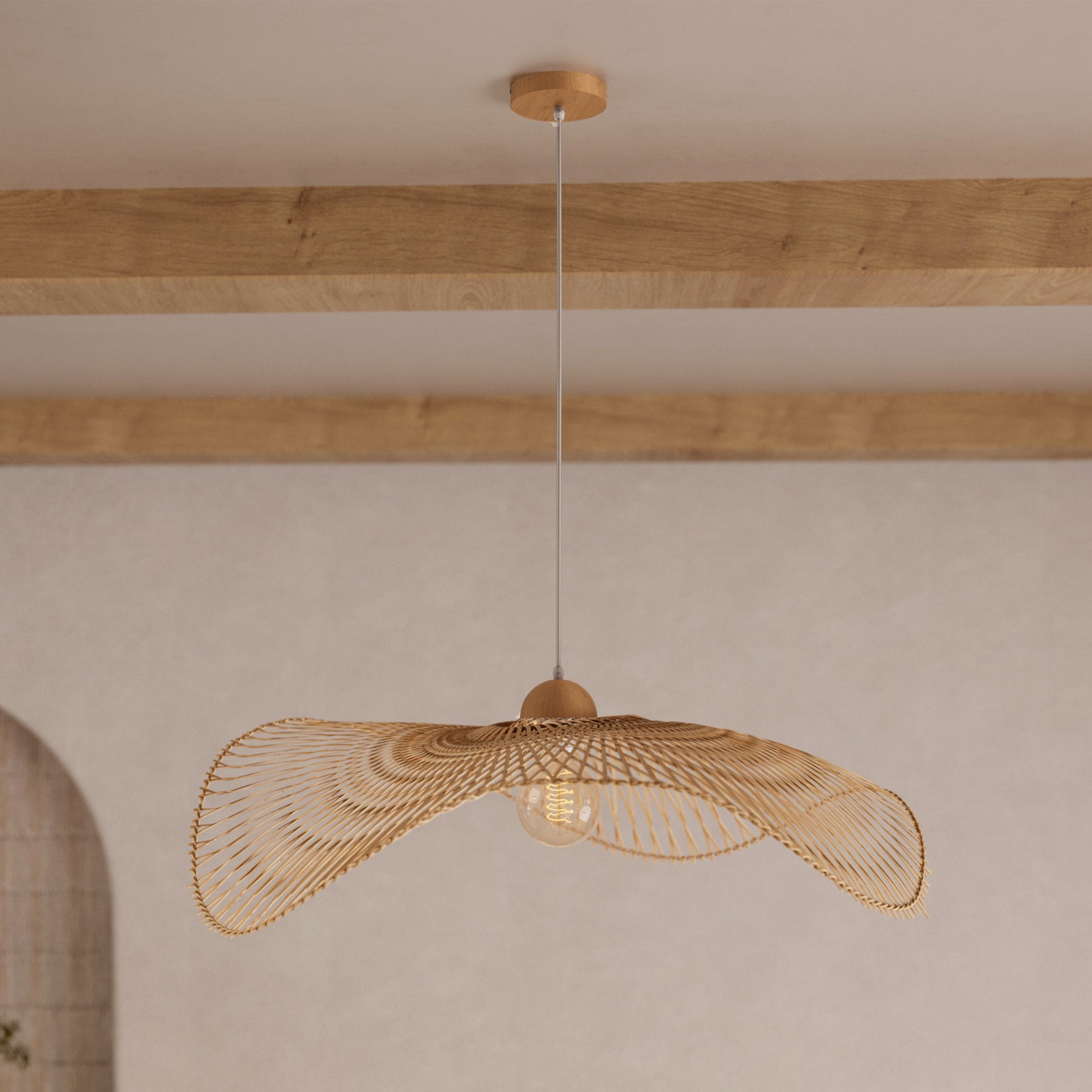 Jipi - Bamboo Pendant Lamp With White Wire