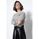 Sudadera Etret Gris Heather Con Cuello Redondo, Jersey, 100% Cachemira, 2 Hilos - Mujer