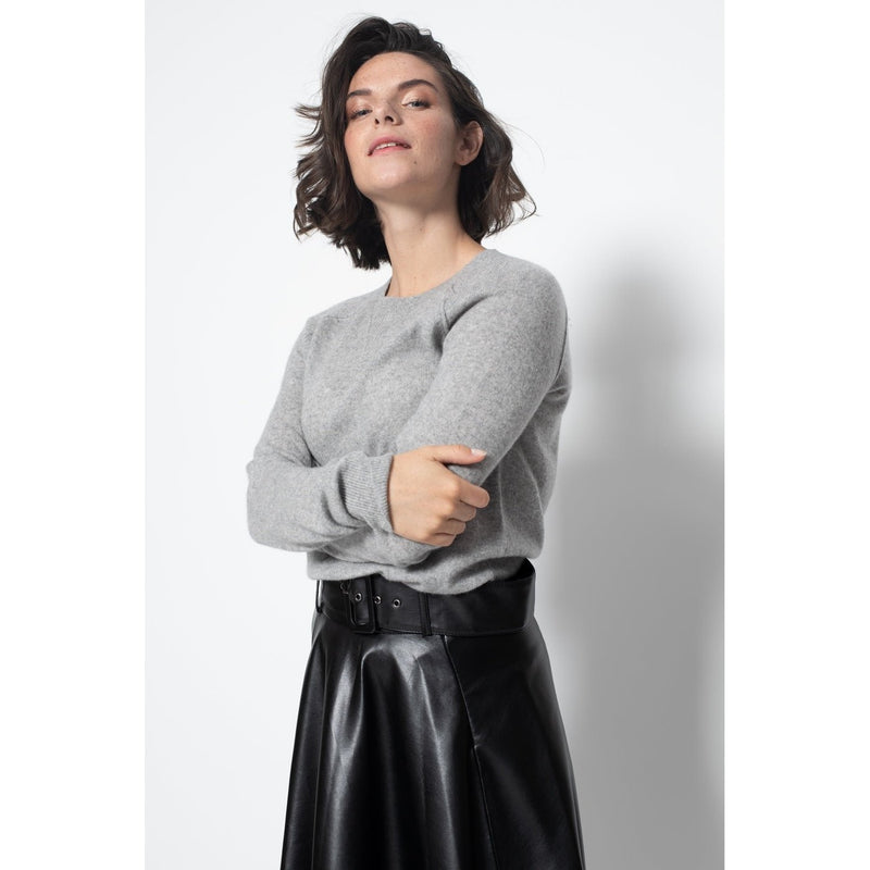 Sudadera Etret Gris Heather Con Cuello Redondo, Jersey, 100% Cachemira, 2 Hilos - Mujer
