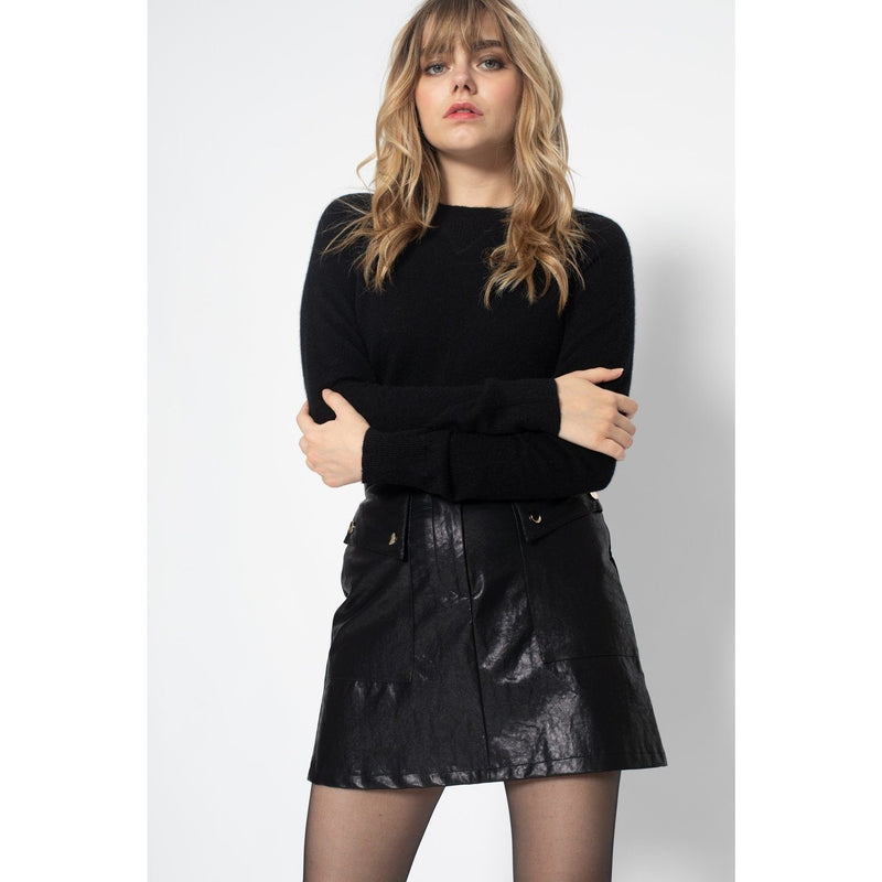 Perfect Cashmere - Sweat Col Rond Wilma Noir, 100% Cachemire, 2 Fils, Jersey - Femme