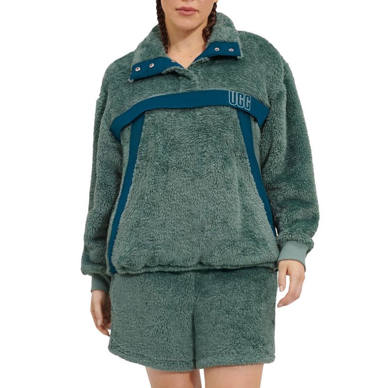 Gayel Sherpa Half Snap Sweatshirt - Green