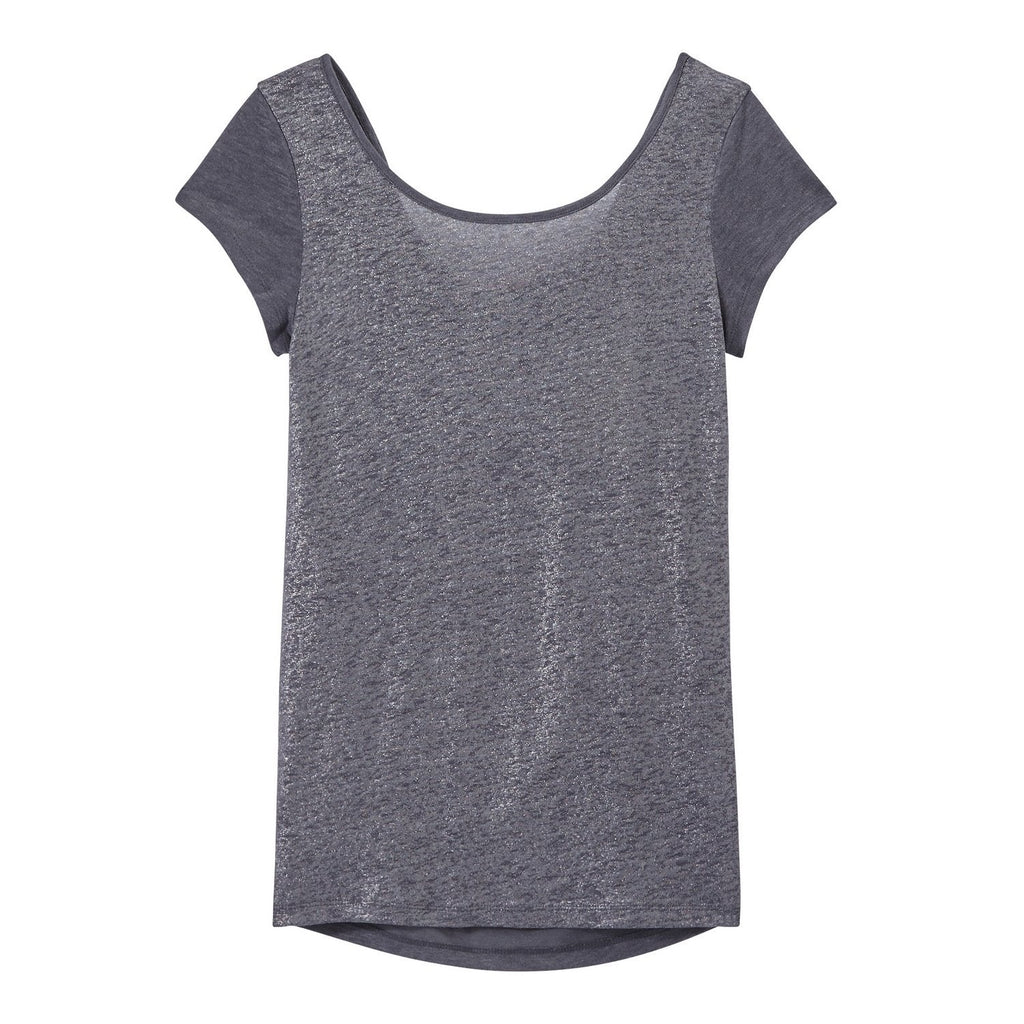 T-Shirt Col Bénitier Au Dos En Lin Irisé - Femme