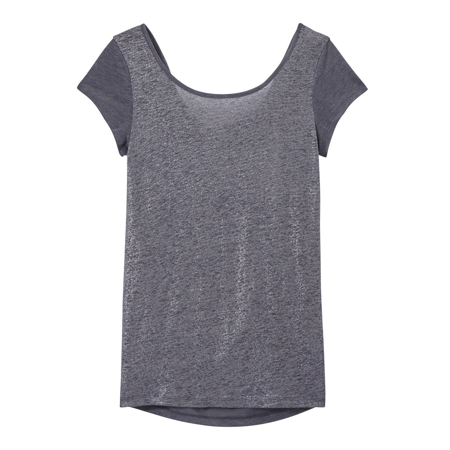 T-Shirt Col Bénitier Au Dos En Lin Irisé - Femme