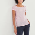 T-Shirt Col Bénitier Au Dos En Lin Irisé - Femme