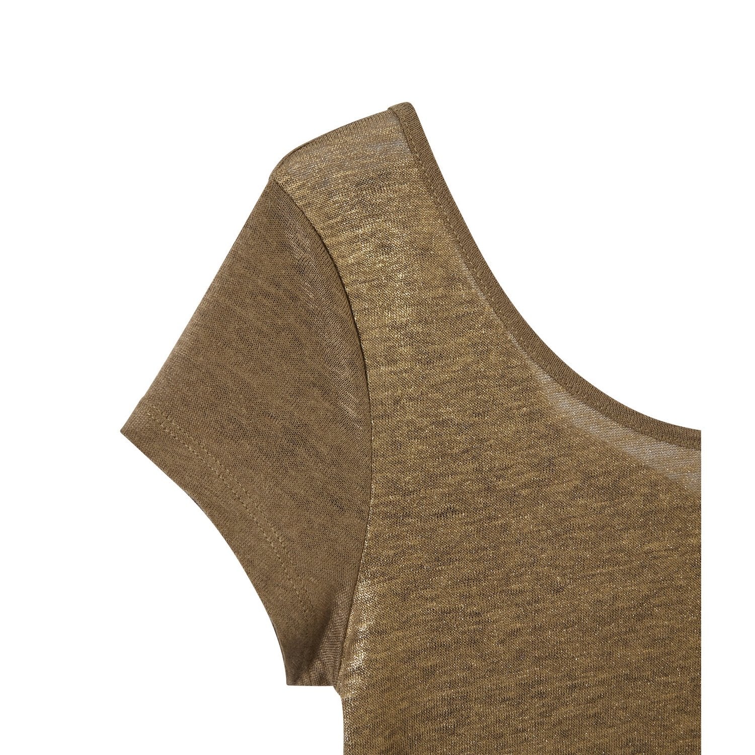 T-Shirt Col Bénitier Au Dos En Lin Irisé - Femme