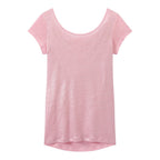T-Shirt Col Bénitier Au Dos En Lin Irisé - Femme
