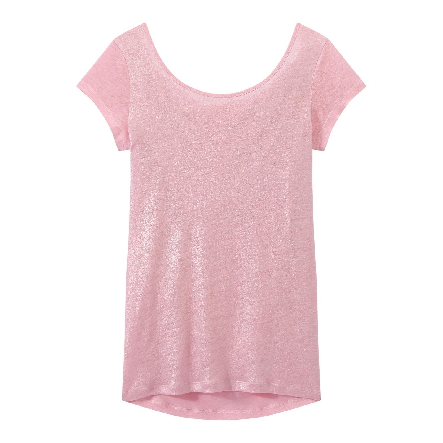 T-Shirt Col Bénitier Au Dos En Lin Irisé - Femme