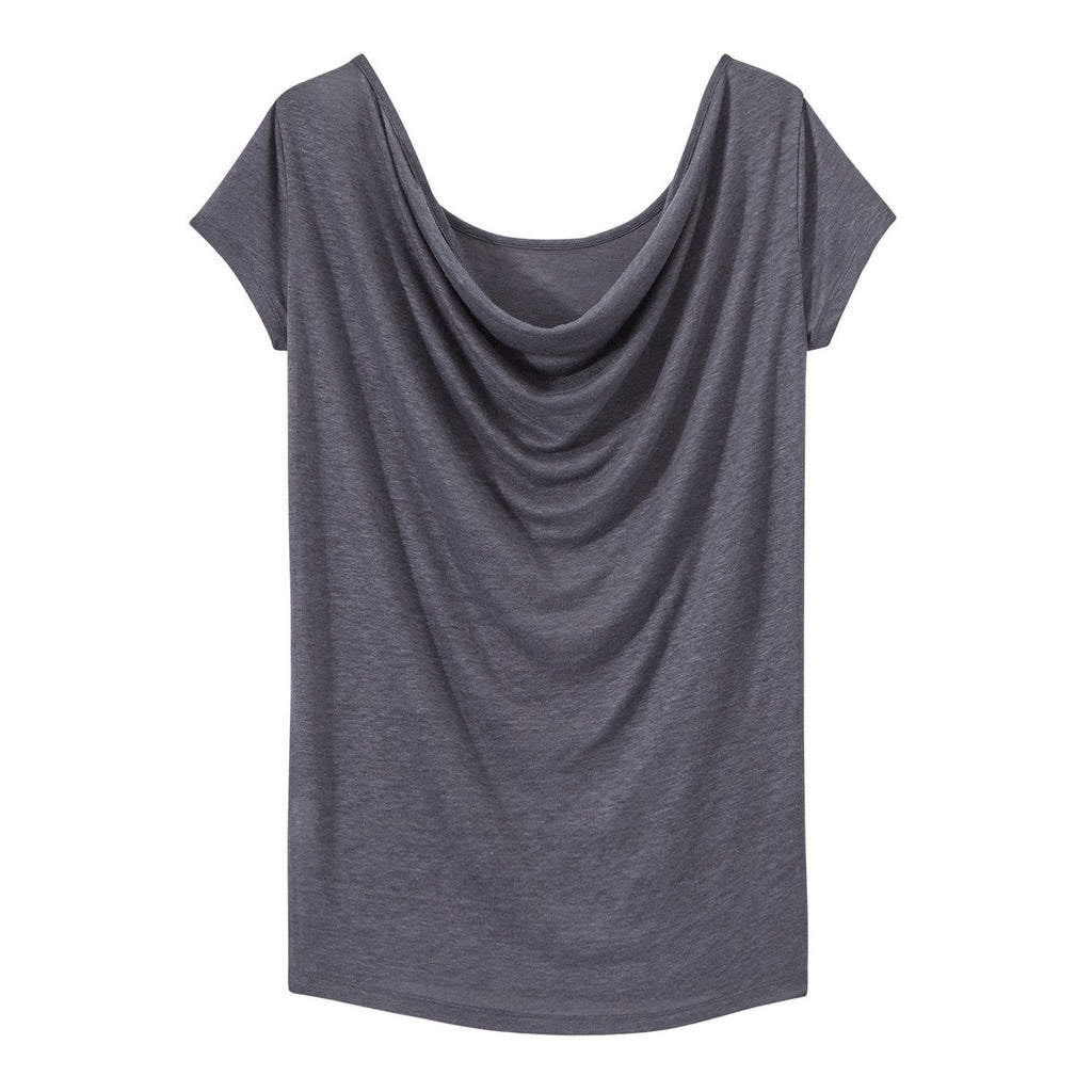 T-Shirt Col Bénitier Au Dos En Lin Irisé - Femme