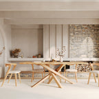 Robin - Rectangular Table in Light Solid Rubberwood for 8 People