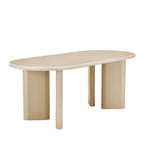 Glossi - Mesa de comedor ovalada para 6 personas - Madera lacada - Greige