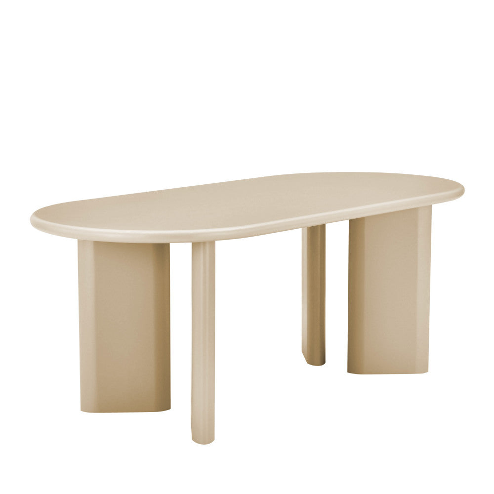 Glossi - Mesa de comedor ovalada para 6 personas - Madera lacada - Greige