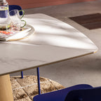 Reno - Mesa de comedor para 8 personas - Efecto mármol y madera - Madera clara