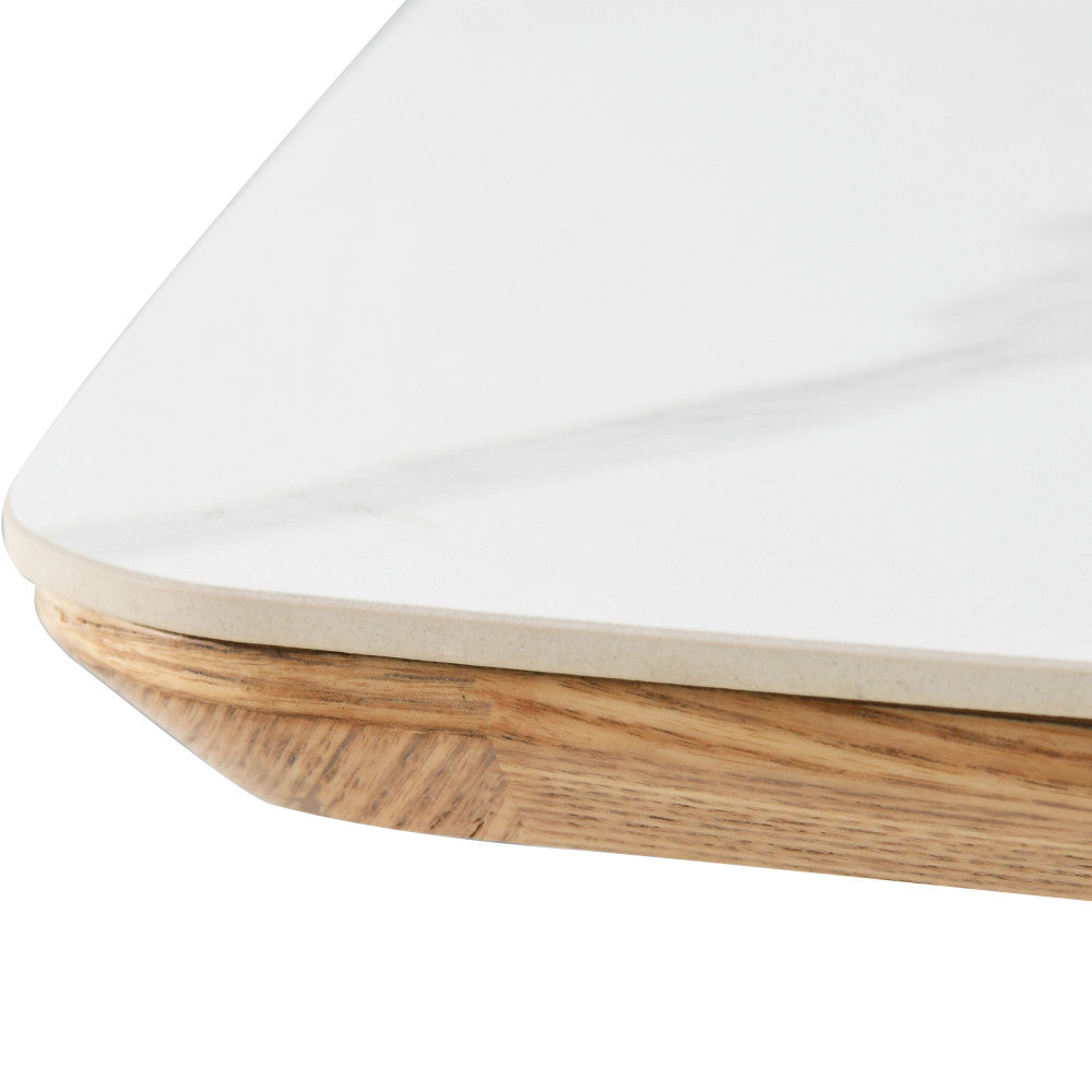 Reno - Mesa de comedor para 8 personas - Efecto mármol y madera - Madera clara