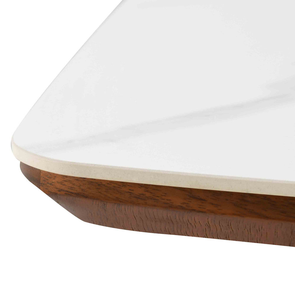 Reno - Mesa de comedor para 8 personas - Efecto mármol y madera - Madera oscura