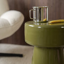 Athéna - Table D'Appoint Ronde En Métal Vert Kaki
