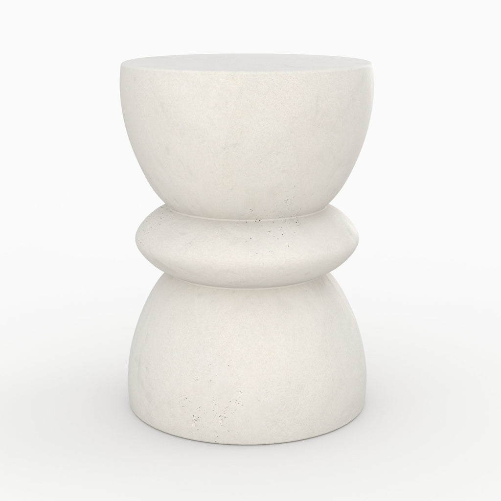 Maupiti - White Round Side Table in Concrete Effect Clay Fiber
