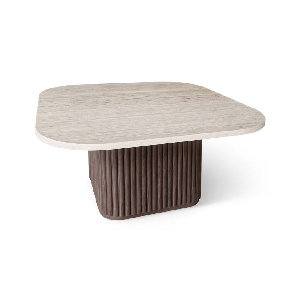 Esther - Square Coffee Table with Natural Travertine Effect