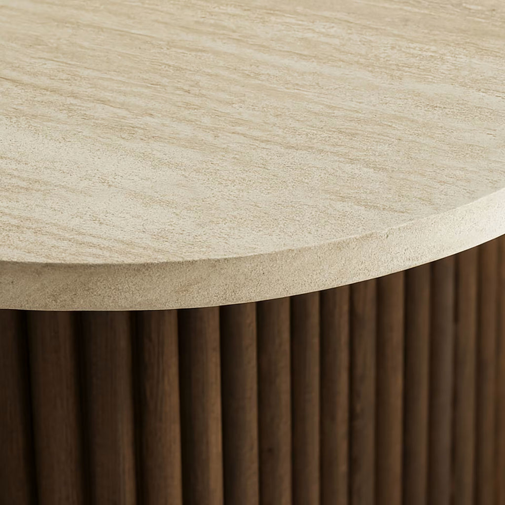 Esther - Square Coffee Table with Natural Travertine Effect