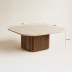 Esther - Square Coffee Table with Natural Travertine Effect