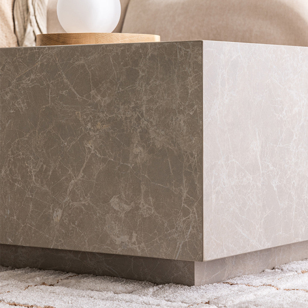 Lipani - Square Coffee Table - Marble Effect - Greige