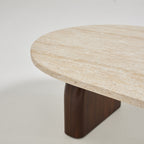 Lipali - Mesa de centro de madera - Efecto travertino - Beige