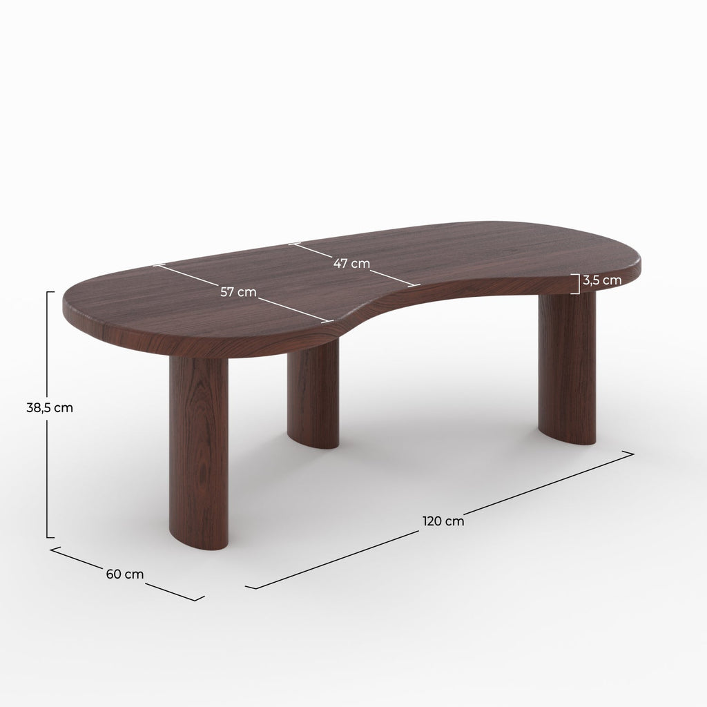 Brandan - Mindi Dark Organic Solid Wood Coffee Table