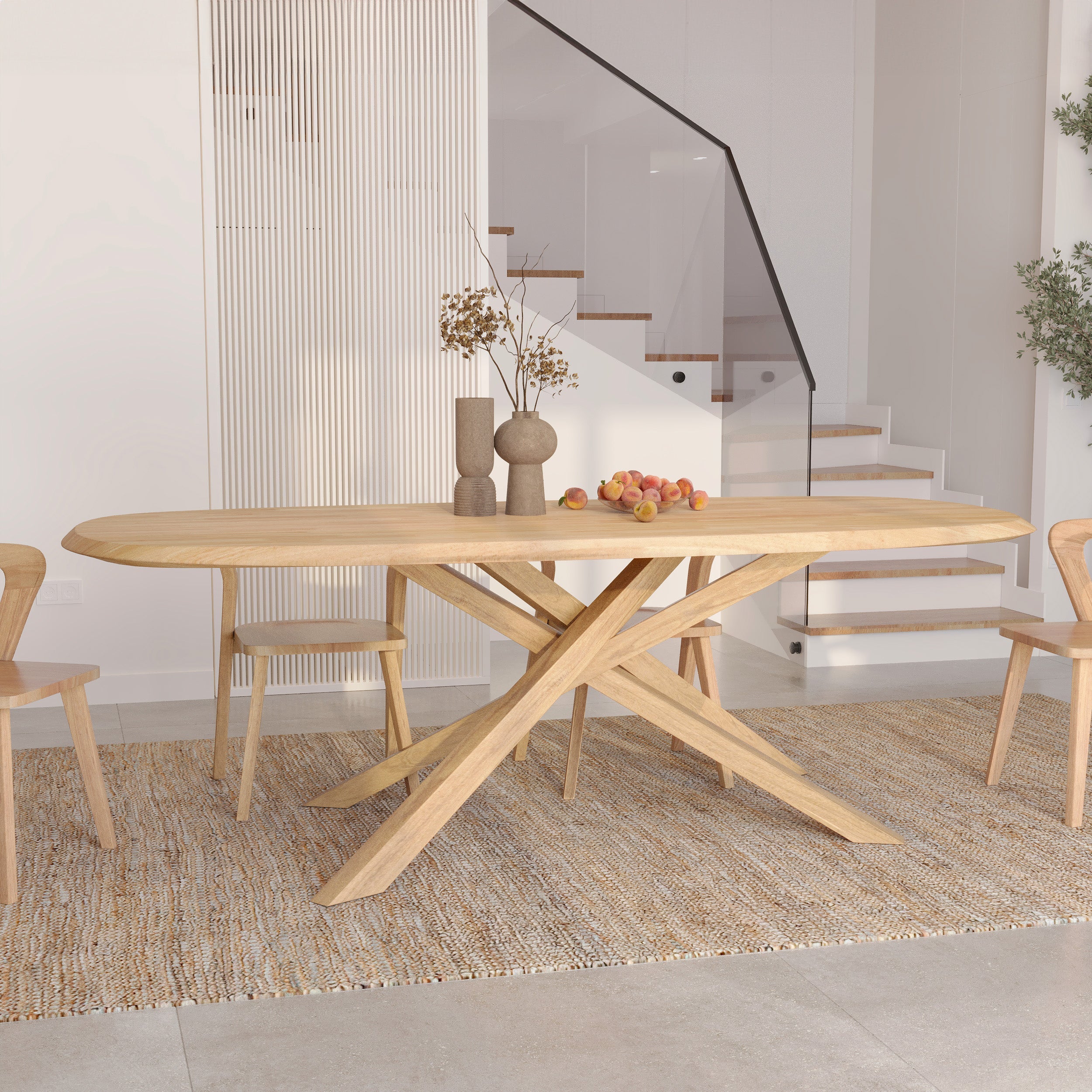 Aladin - Rectangular Table in Light Solid Rubberwood for 10 People