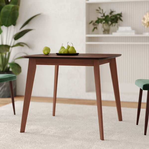 Julio - Square Table for 4 People in Dark Wood with Walnut Finish