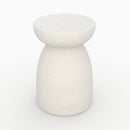 Capri - Table D'Appoint Ronde Blanche En Fibre D'Argile Effet Béton