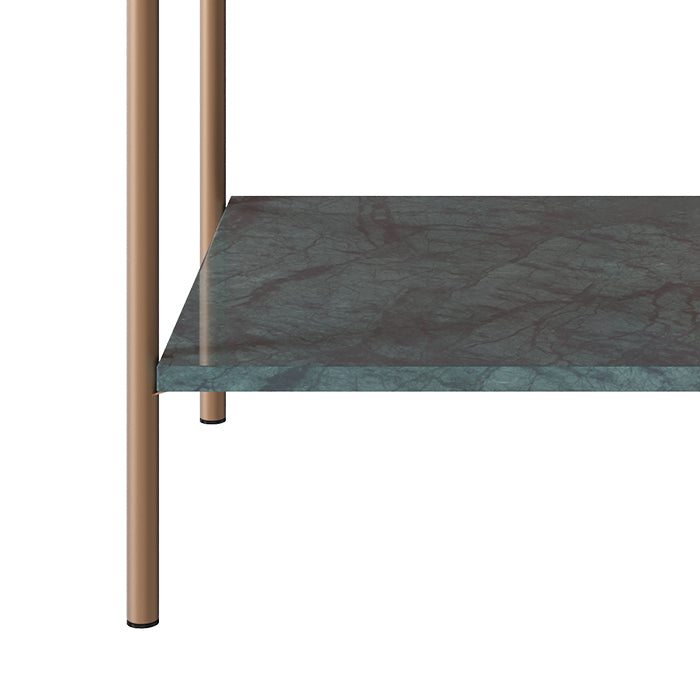 Doori - Mango Wood And Green Marble Bedside Table