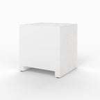 Fira - Bedside Table In Off-White Plaster And Acacia Wood