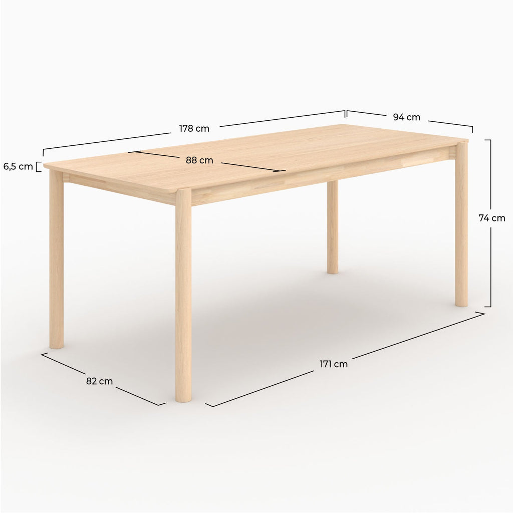 Irène - Rectangular Table In Bleached Effect Ash Veneer 6 Seater