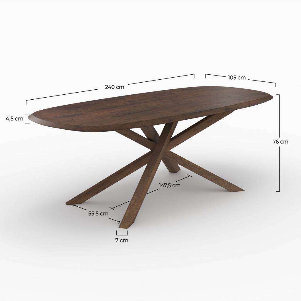 Aladin - Rectangular Table in Dark Solid Rubberwood for 10 People