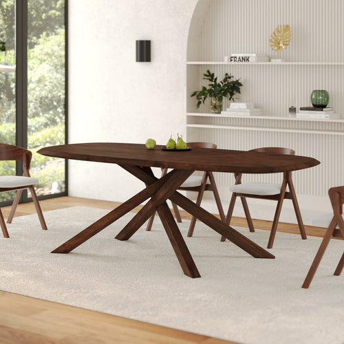 Aladin - Mesa rectangular de madera maciza de caucho oscuro para 10 personas