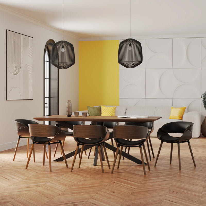 Polo - Chaise En Cuir Synthétique Noir Et Bois Plaqué Noyer