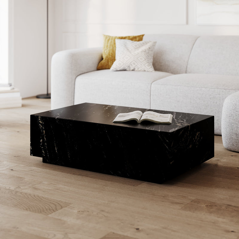 Izaé - Table Basse Rectangulaire En Marbre Noir