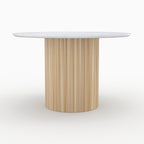 Agathe - Round Table for 4 People in White Marble and Mango Wood