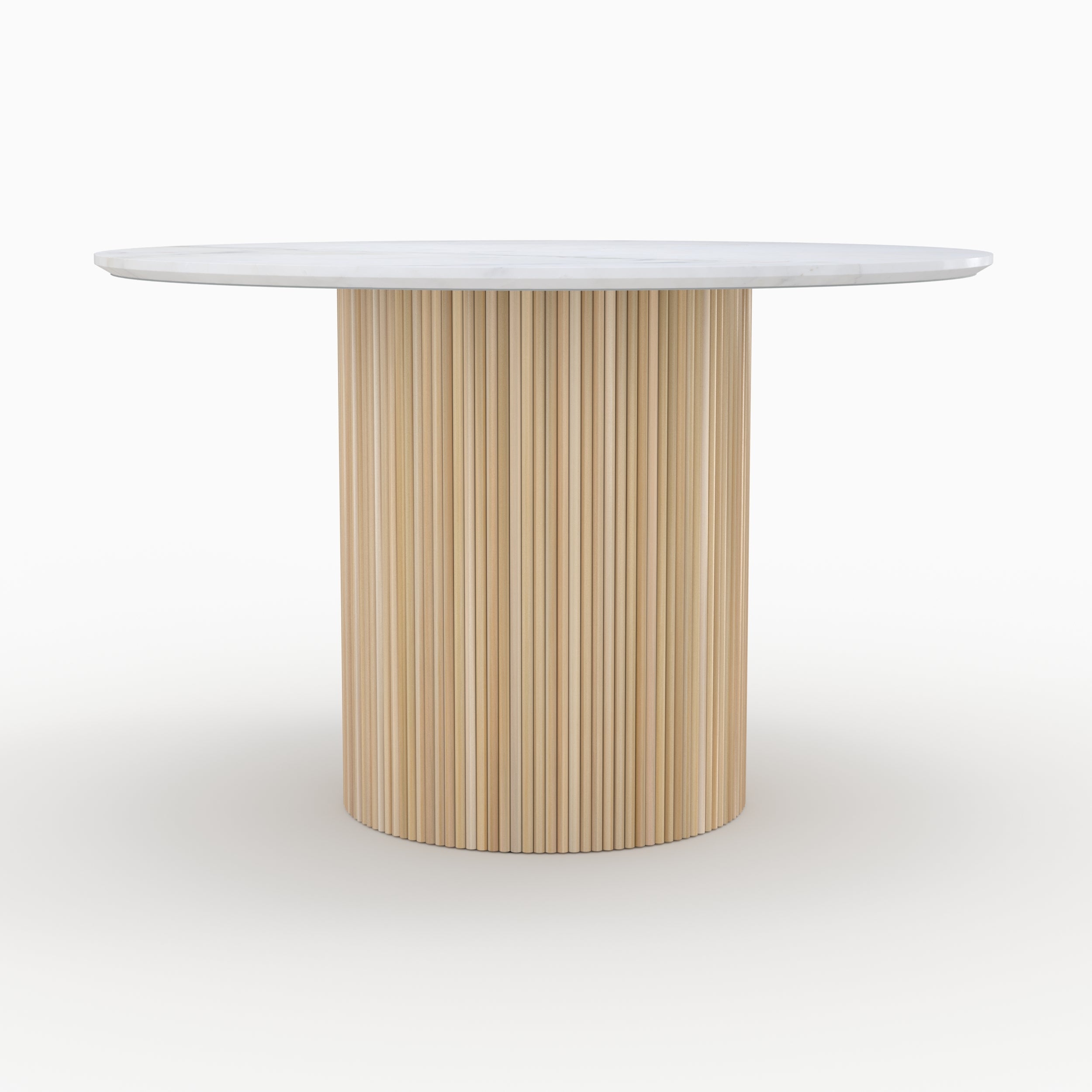 Agathe - Round Table for 4 People in White Marble and Mango Wood