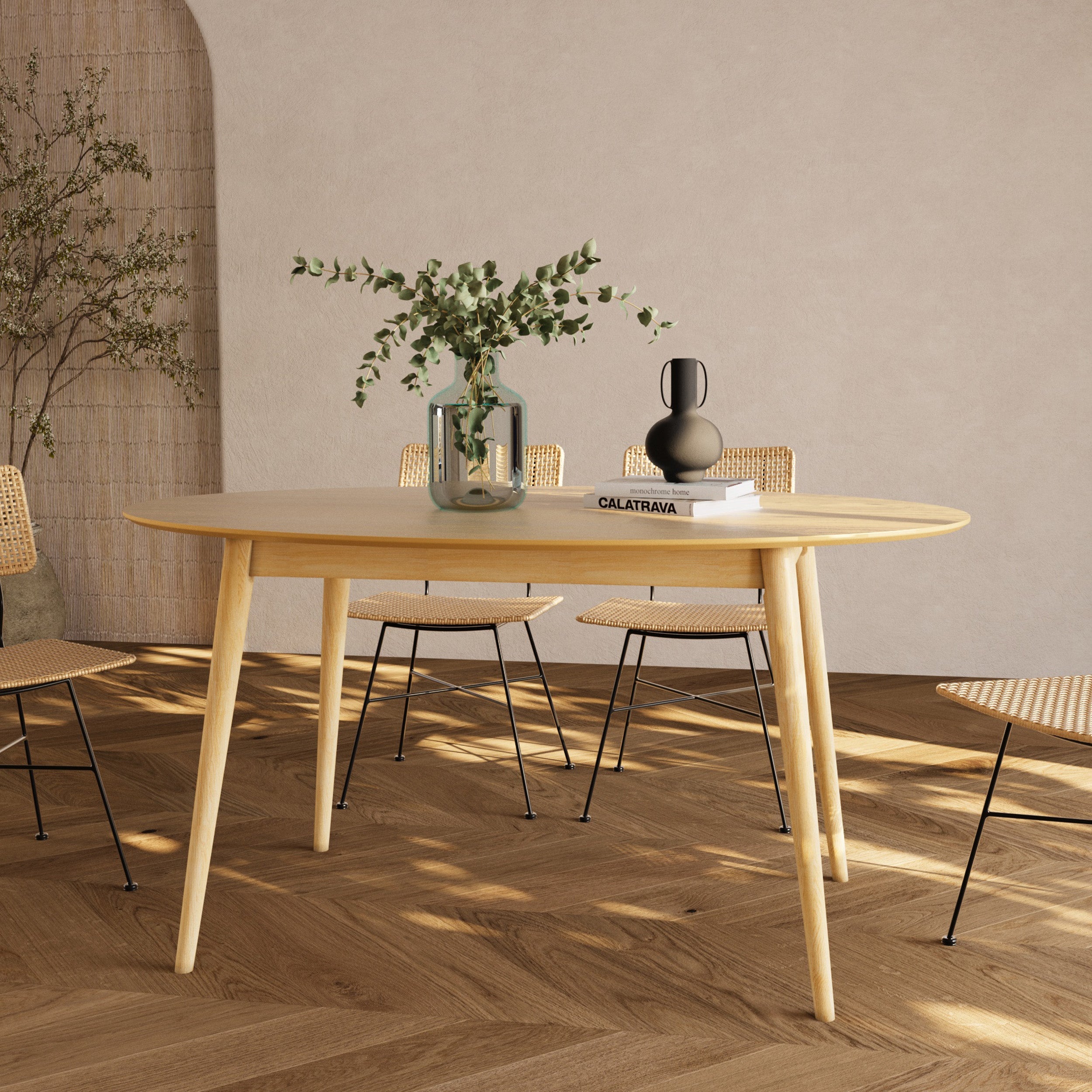 Eddy - Table Ovale 6 Personnes En Bois Clair
