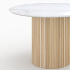 Agathe - Round Table for 4 People in White Marble and Mango Wood