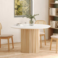 Agathe - Round Table for 4 People in White Marble and Mango Wood