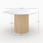 Agathe - Round Table for 4 People in White Marble and Mango Wood
