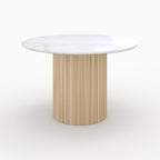 Agathe - Round Table for 4 People in White Marble and Mango Wood